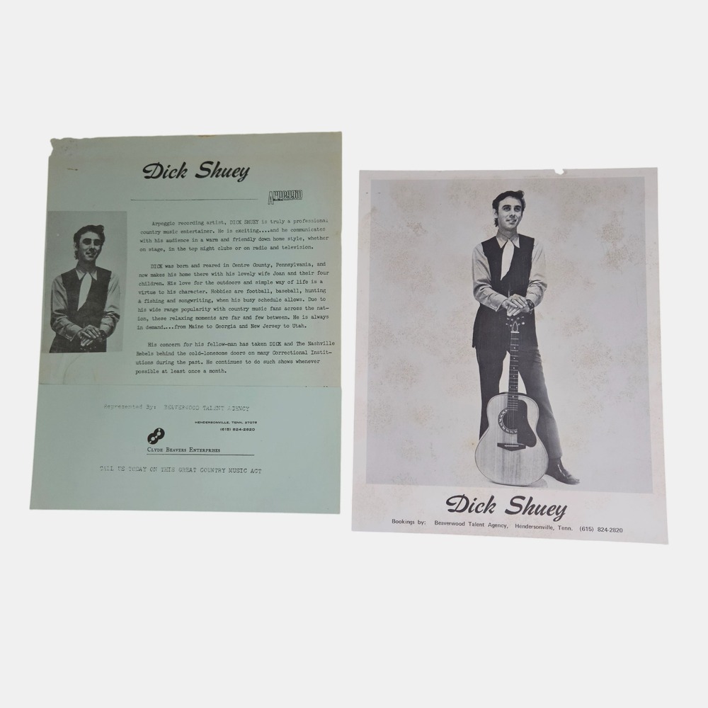 Vintage 70s Dick Shuey Country Music Artist Press Photo & Press Release